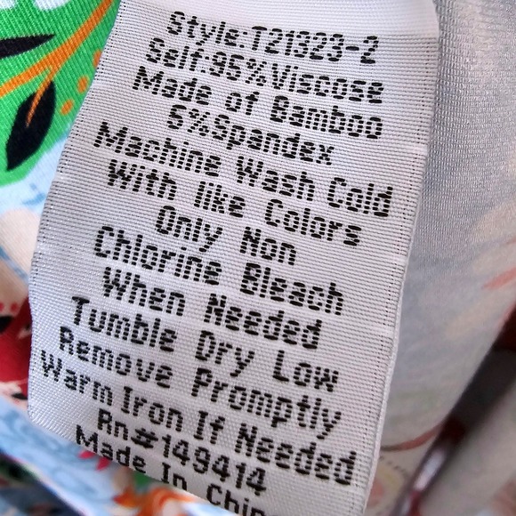 JOHNNY WAS Rainbow Floral Drape Tunic V-neck Bamboo Medium Blue Vacation Stretch - Picture 6 of 6